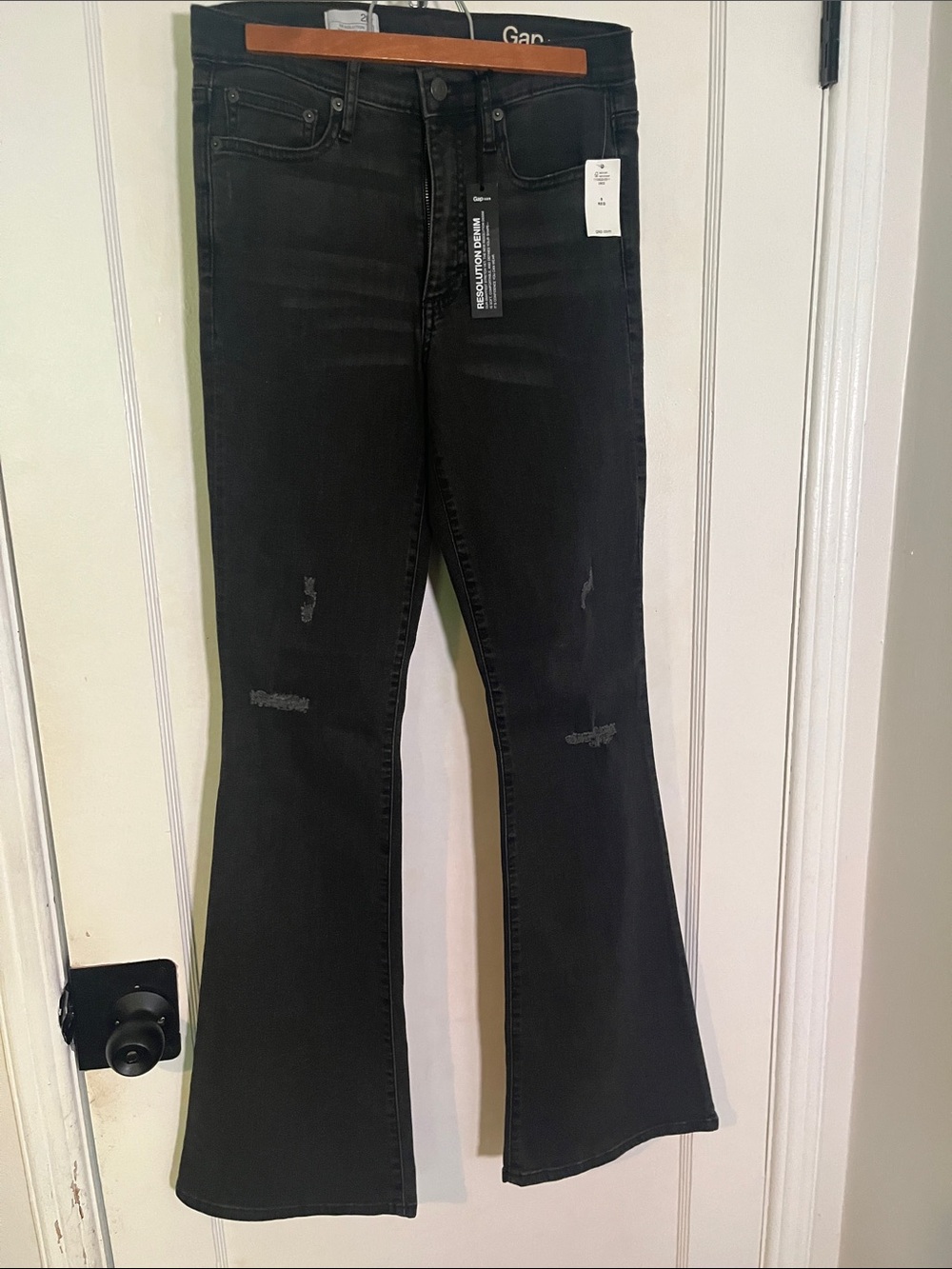 GAP Black Flare Jeans with Subtle Distressing